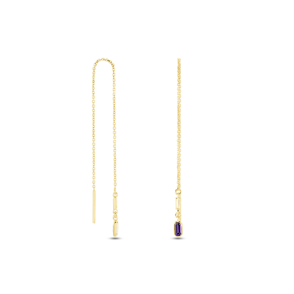 Boucles D'oreilles Pendantes Iris Or Jaune Am&eacute;thyste Topaze - Boucles d'oreilles pendantes Femme | Histoire d&rsquo;Or