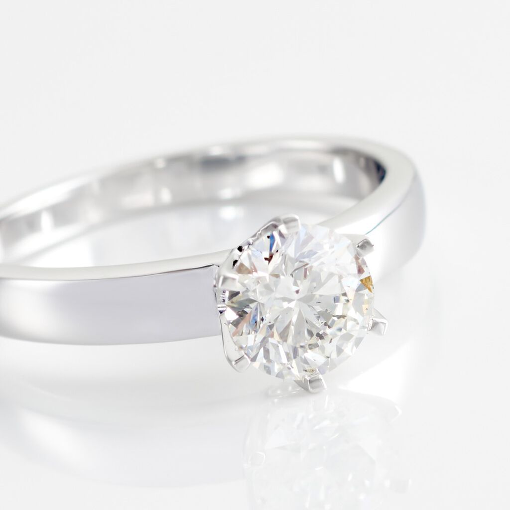Bague Solitaire Natalia Or Blanc Diamant Synthetique - Bagues solitaires Femme | Histoire d’Or