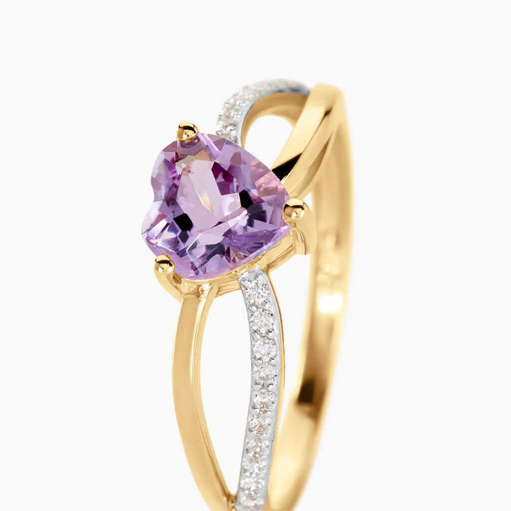 Bague Bertille Or Jaune Amethyste Et Oxyde De Zirconium - Bagues solitaires Femme | Histoire d’Or