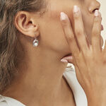 Boucles D'oreilles Pendantes Laury Argent  Perle De Culture Et Oxyde - Boucles d'oreilles fantaisie Femme | Histoire d&rsquo;Or