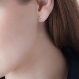 Boucles D'oreilles Puces Edmee Cercle Or Jaune Oxyde De Zirconium - Clous d'oreilles Femme | Histoire d’Or