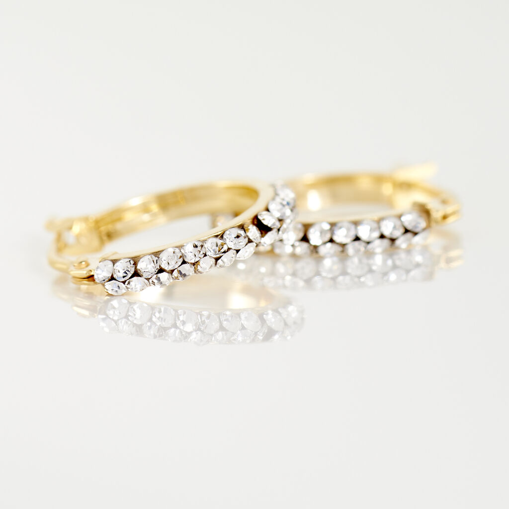 Créoles Sandrine Or Jaune Strass - Boucles d'oreilles créoles Femme | Histoire d’Or