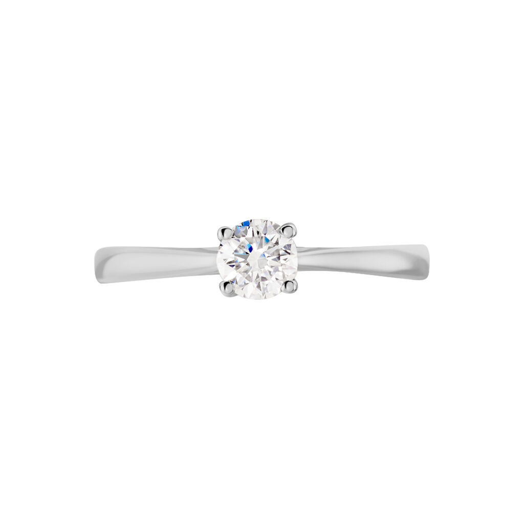 Bague Solitaire Fiona Or Blanc Diamant Synthetique - Bagues solitaires Femme | Histoire d’Or