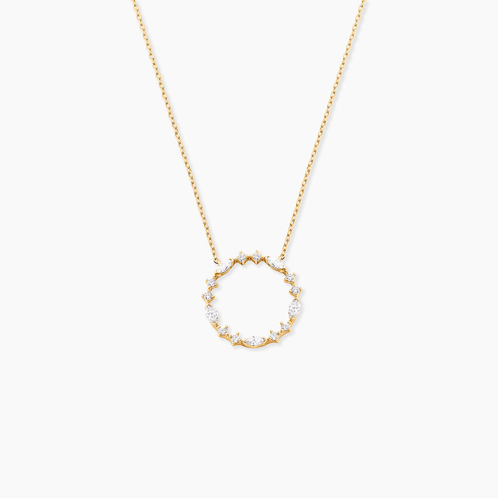 Collier Euphranor Or Jaune Diamant Synth&eacute;tique - Colliers Femme | Histoire d&rsquo;Or