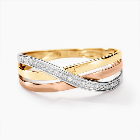 Bague Cramitia Or Tricolore Diamant - Bagues avec pierre Femme | Histoire d&rsquo;Or