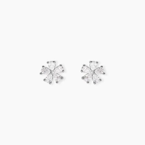 Boucles D'oreilles Puces Gisabel Argent Blanc Oxyde De Zirconium - Boucles d'oreilles fantaisie Femme | Histoire d&rsquo;Or