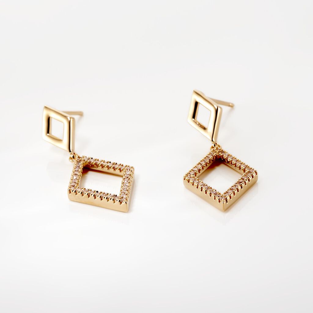 Boucles D'oreilles Brody Plaqué Or Jaune Oxydes De Zirconium - Boucles d'oreilles fantaisie Femme | Histoire d’Or
