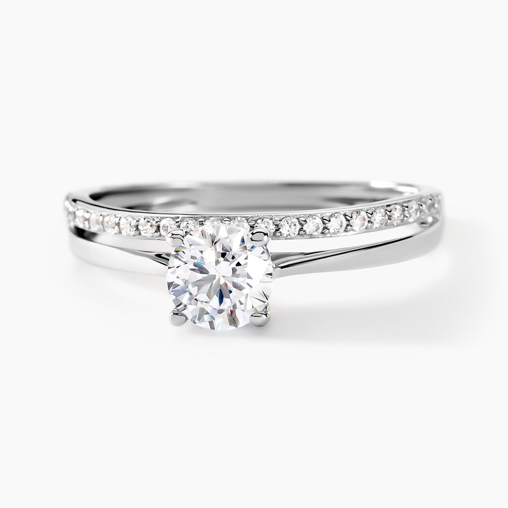 Bague Solitaire Anatoline Or Blanc Oxyde De Zirconium