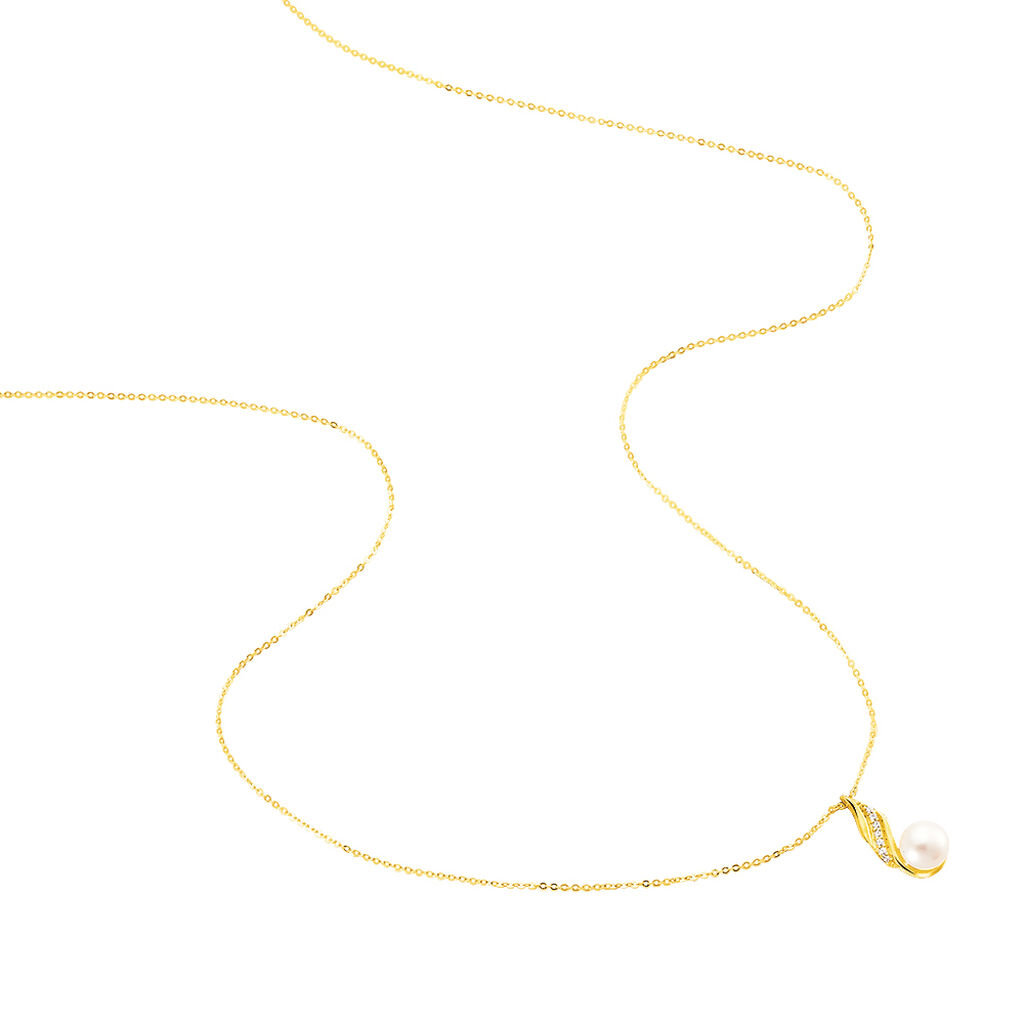 Collier Leta Or Jaune Perle De Culture Et Oxyde De Zirconium - Colliers Femme | Histoire d’Or