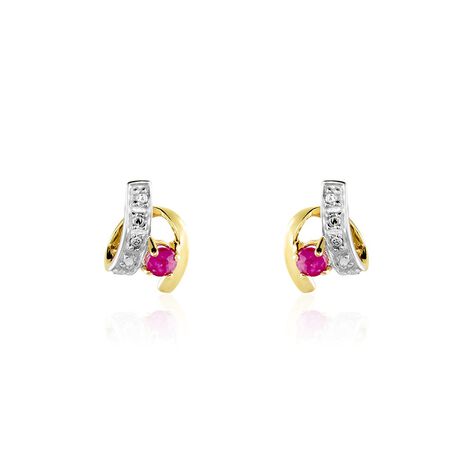 Boucles D'oreilles Puces Kirsten Or Jaune Rubis Et Diamant - Clous d'oreilles Femme | Histoire d’Or