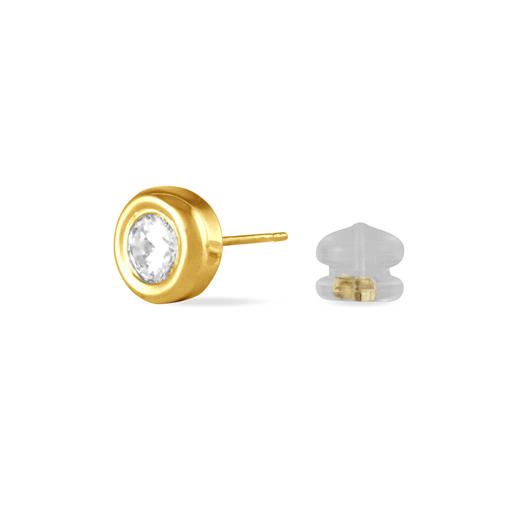 Boucles D'oreilles Puces Eden Serti Pneu Or Jaune Oxyde De Zirconium - Clous d'oreilles Femme | Histoire d&rsquo;Or