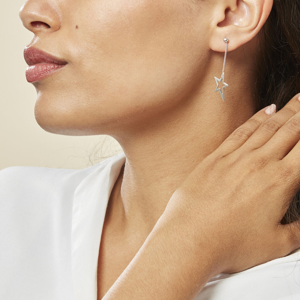 Boucles D'oreilles Pendantes Eloisa Argent Blanc - Boucles d'oreilles fantaisie Femme | Histoire d’Or