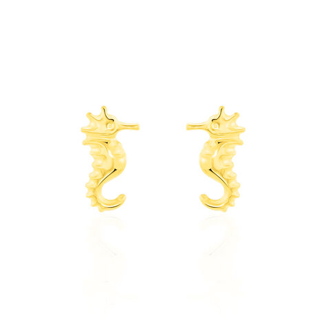 Boucles D'oreilles Puces Ambrosie Hippocampe Or Jaune - Clous d'oreilles Femme | Histoire d’Or