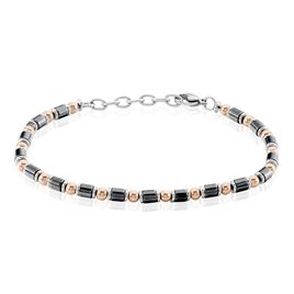 Bracelet Acier Blanc Et Rose Et Ceramique Noire Baudouin - Bracelets fantaisie Homme | Histoire d’Or