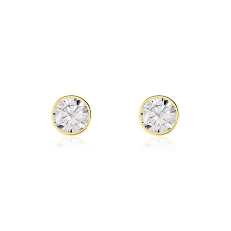 Boucles D'oreilles Puces Franze Or Jaune Oxyde De Zirconium - Clous d'oreilles Femme | Histoire d’Or