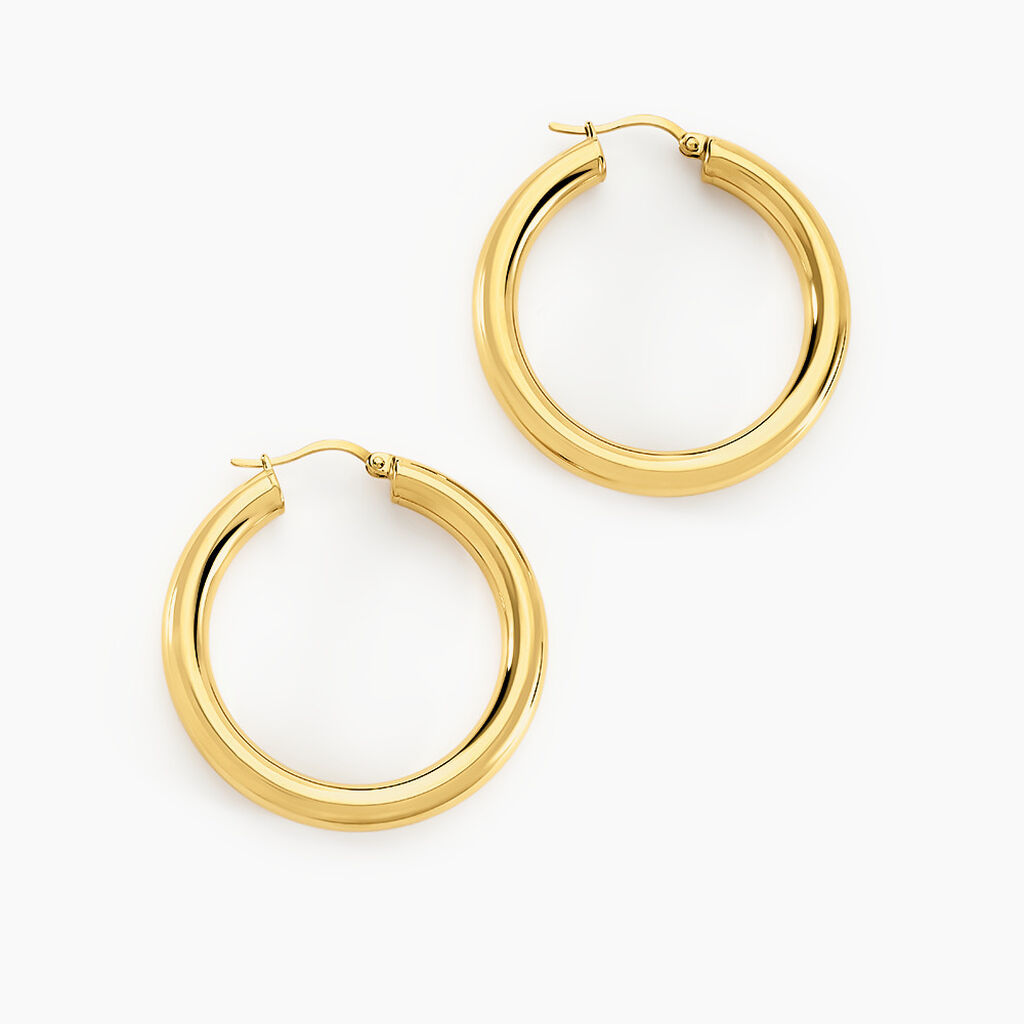 Créoles Amael Acier Jaune - Boucles d'oreilles créoles Femme | Histoire d’Or