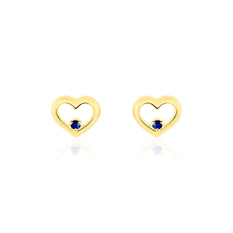 Boucles D'oreilles Puces Martella Or Jaune Saphir - Clous d'oreilles Femme | Histoire d’Or