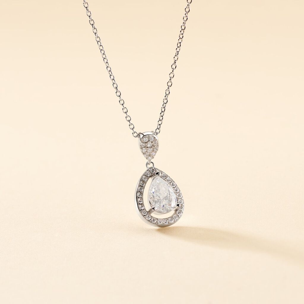 Collier Argent Blanc Zelie Oxyde De Zirconium - Colliers Femme | Histoire d&rsquo;Or