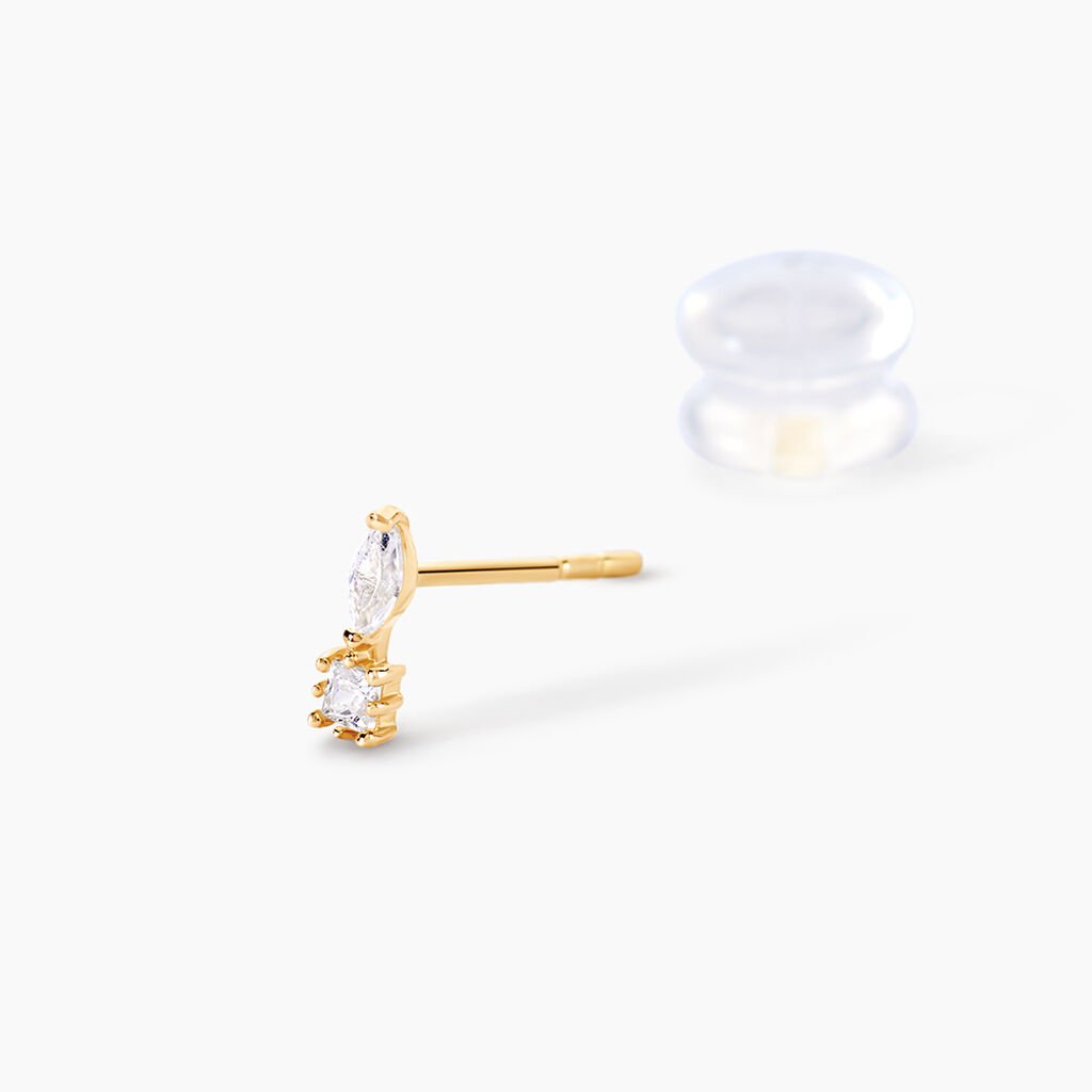 Boucles D'oreilles Puces Huey Or Jaune Oxyde De Zirconium - Clous d'oreilles Femme | Histoire d&rsquo;Or
