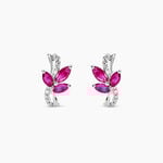 Boucles D'oreilles Puces Angie Or Blanc Diamant Et Rubis - Clous d'oreilles Femme | Histoire d&rsquo;Or