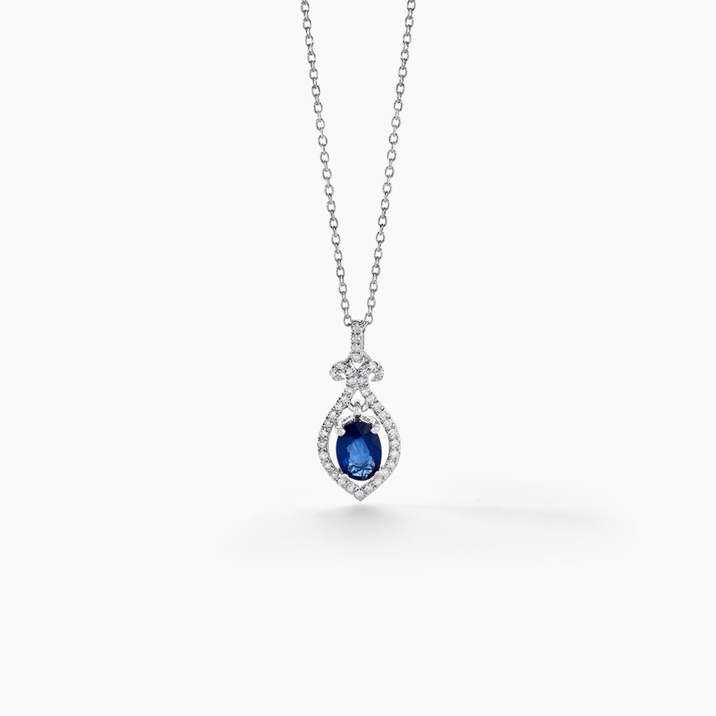 Collier Lys Or Blanc Saphir Et Diamant - Colliers Femme | Histoire d&rsquo;Or
