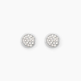 Boucles D'oreilles Puces Or Blanc Strass - Clous d'oreilles Femme | Histoire d’Or