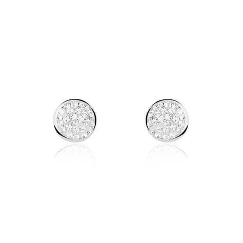 Boucles D'oreilles Puces Or Blanc Strass - Clous d'oreilles Femme | Histoire d’Or