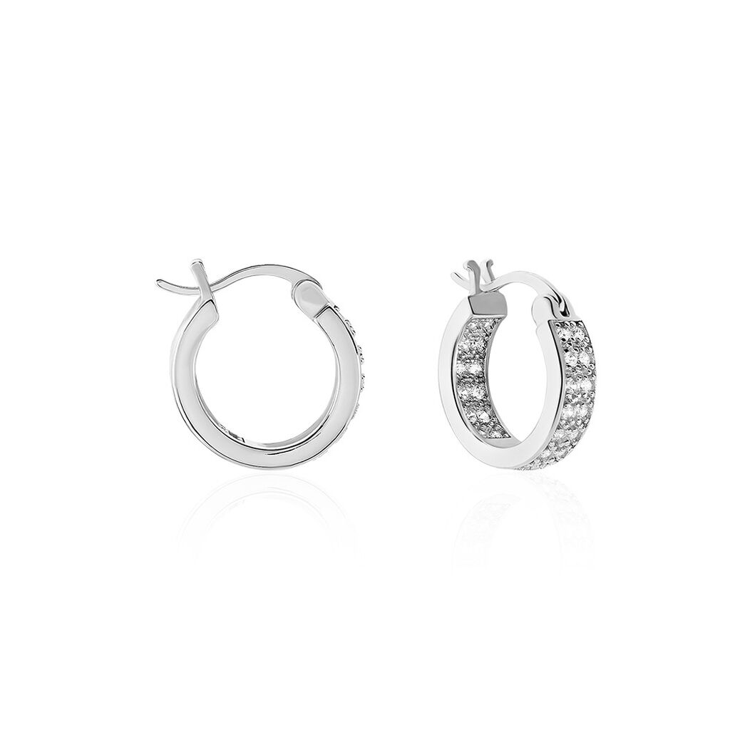 Créoles Argent Blanc Menelas Oxydes De Zirconium - Boucles d'oreilles créoles Femme | Histoire d’Or