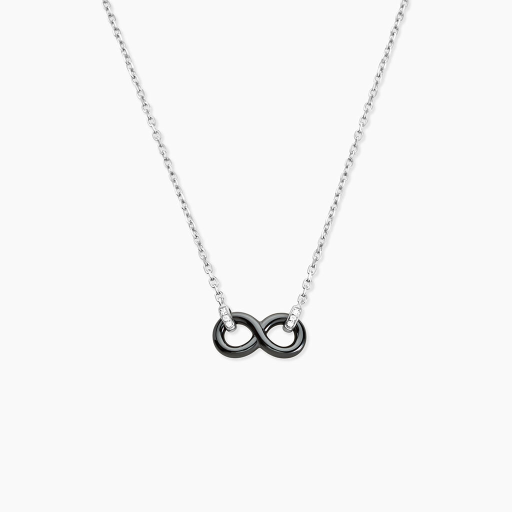 Collier Celinia Argent Blanc C&eacute;ramique Et Oxyde De Zirconium - Colliers fantaisie Femme | Histoire d&rsquo;Or