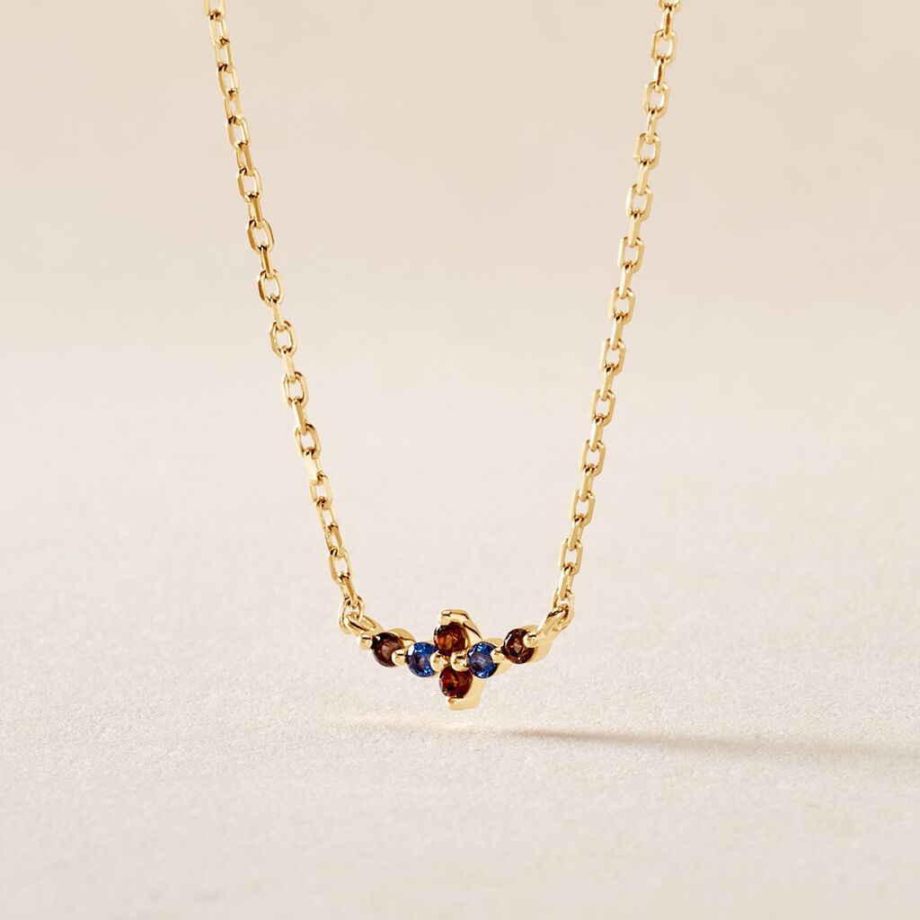 Collier C&eacute;ph&eacute;e Plaqu&eacute; Or Dor&eacute; Pierres De Synth&egrave;ses - Colliers fantaisie Femme | Histoire d&rsquo;Or