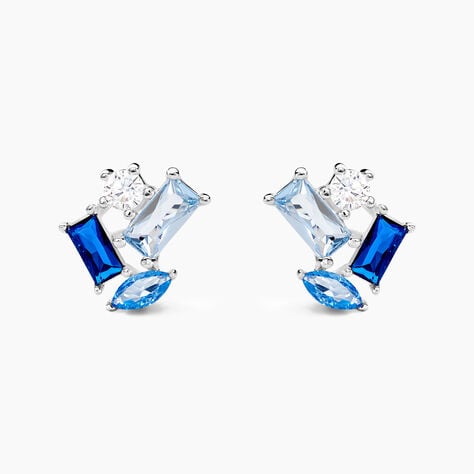 Boucles D'oreilles Puces Guillemette Argent Blanc Pierre D'imitation - Boucles d'oreilles fantaisie Femme | Histoire d’Or