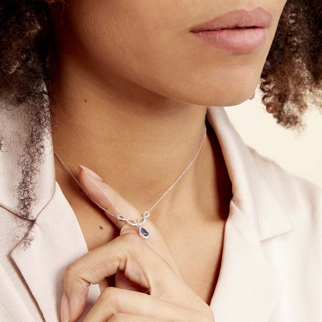 Collier Sissi Or Blanc Saphir Diamant - Colliers Femme | Histoire d’Or
