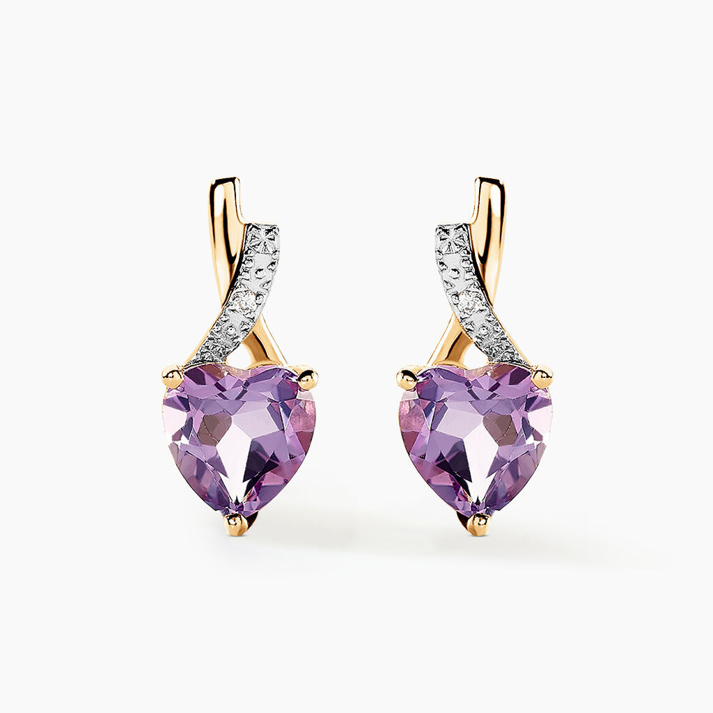 Boucles D'oreilles Or Jaune Clothilde Amethystes Oxydes - Clous d'oreilles Femme | Histoire d’Or