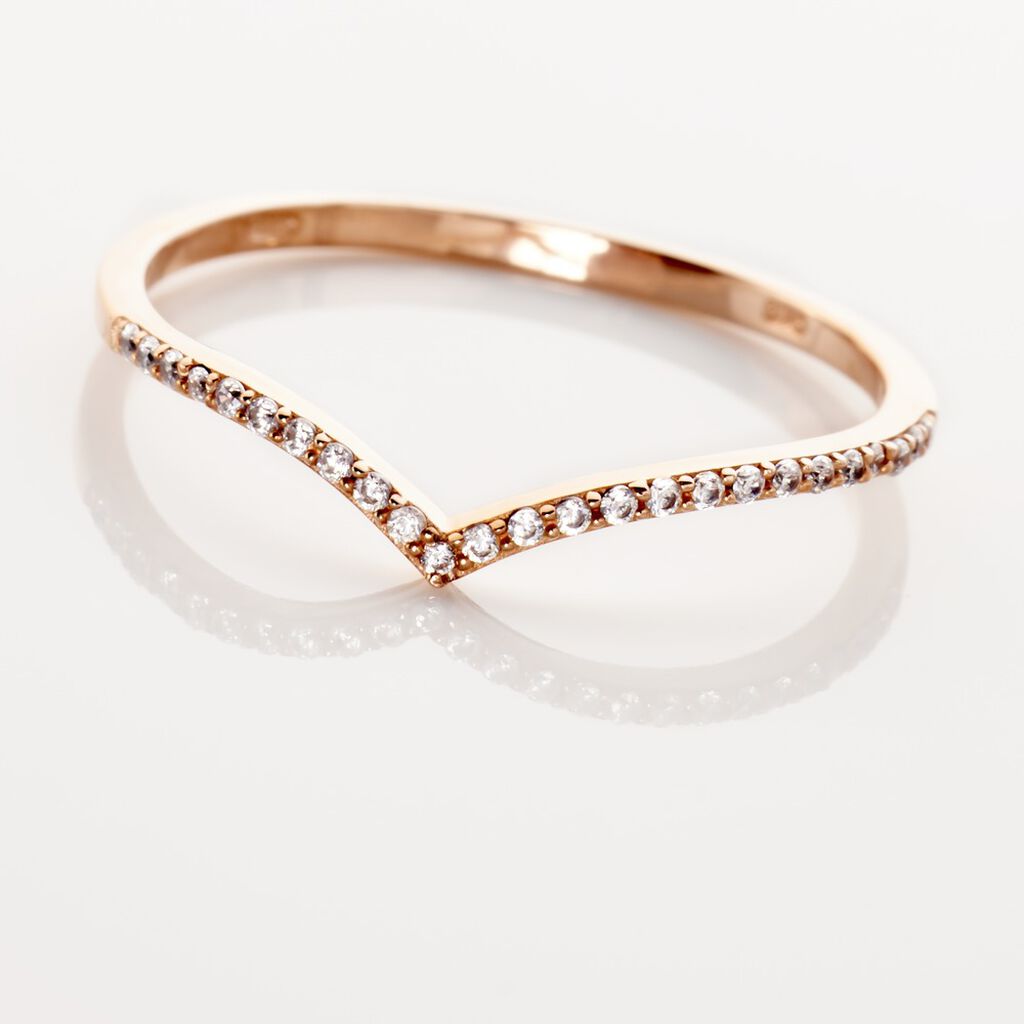 Bague Dounia Or Rose Oxyde De Zirconium - Bagues avec pierre Femme | Histoire d’Or