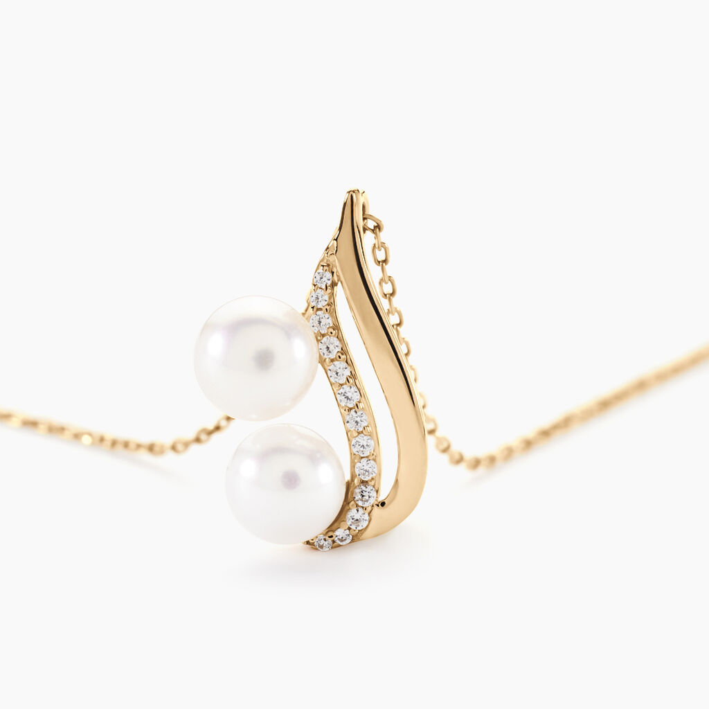 Collier Loeva Or Jaune Perle De Culture Et Oxyde De Zirconium - Colliers Femme | Histoire d&rsquo;Or