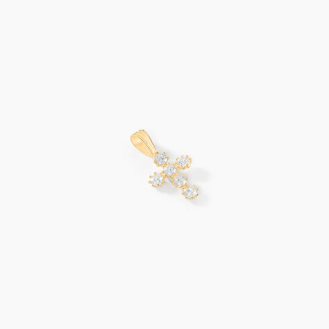 Pendentif Canice Croix Or Jaune Oxyde De Zirconium - Pendentifs Communion Femme | Histoire d’Or