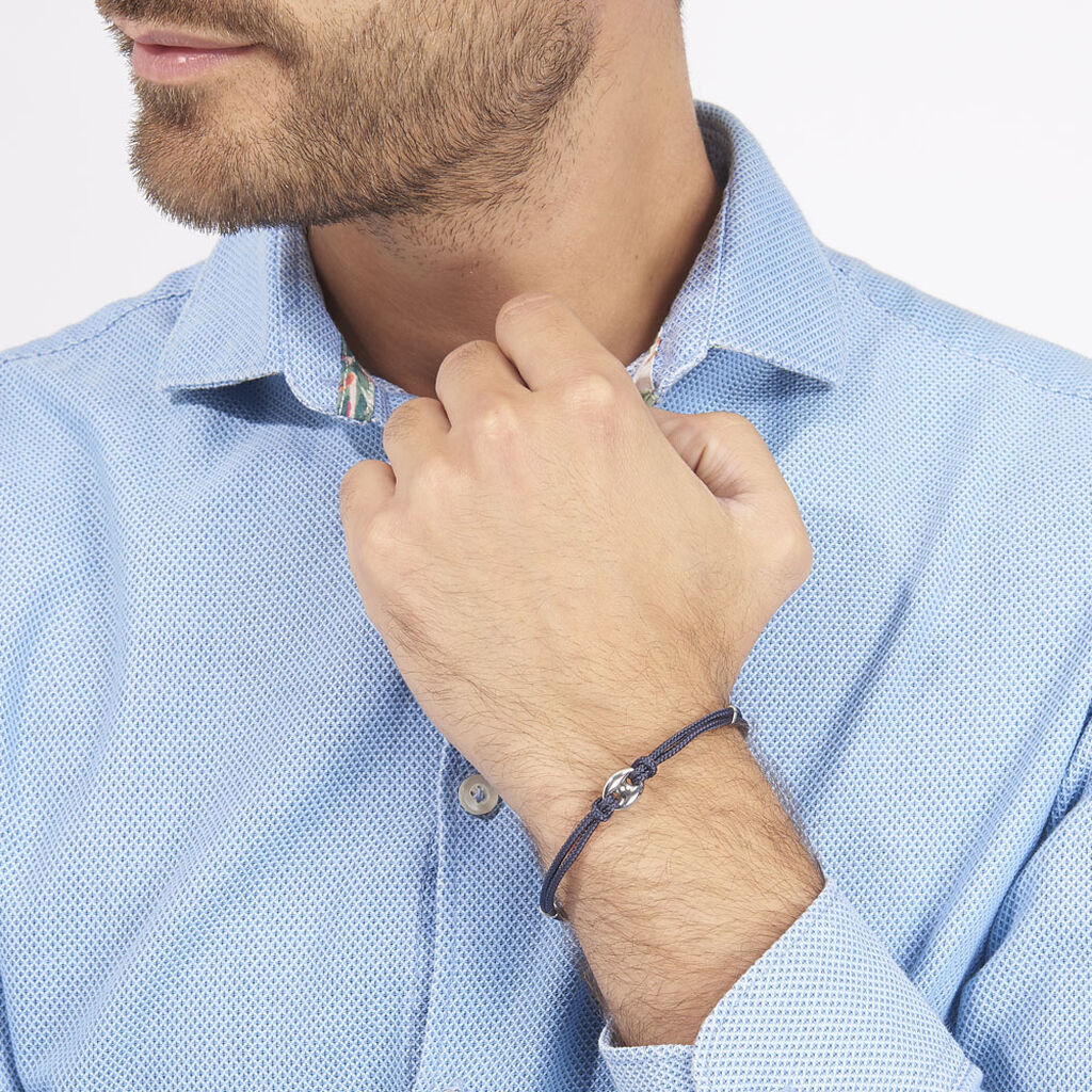 Bracelet Fabrice Acier Blanc - Bracelets cordon Homme | Histoire d&rsquo;Or