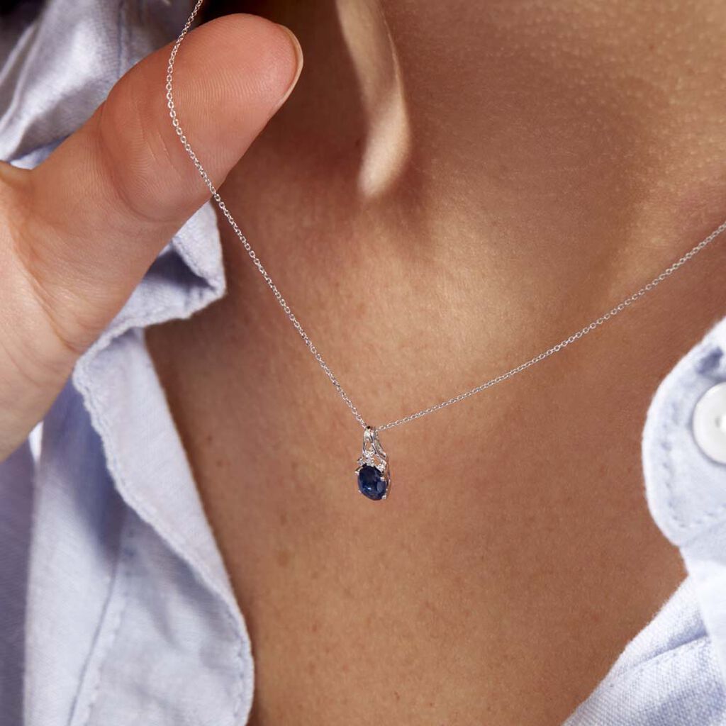 Collier Marie Or Blanc Saphir Diamant - Colliers Femme | Histoire d’Or