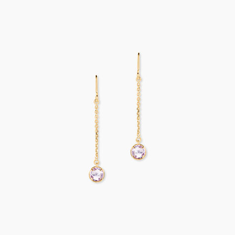 Boucles D'Oreilles Pendantes Arenale Argent Dor&eacute; A L'Or 750/1000 Am&eacute;thyste - Boucles d'oreilles pendantes Femme | Histoire d&rsquo;Or