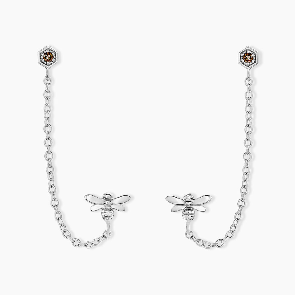 Bijoux D'oreilles Honey Argent Blanc Oxyde De Zirconium - Boucles d'oreilles fantaisie Femme | Histoire d&rsquo;Or