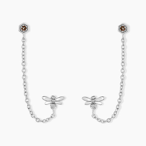 Bijoux D'oreilles Honey Argent Blanc Oxyde De Zirconium - Boucles d'oreilles fantaisie Femme | Histoire d&rsquo;Or