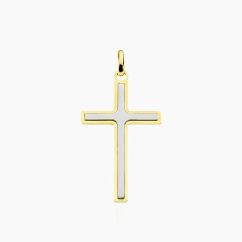 Pendentif Casey Croix Or Bicolore - Pendentifs Baptême Famille | Histoire d’Or