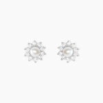 Boucles D'oreilles Puces Argent Blanc Cheri Perle De Culture Oxydes - Boucles d'oreilles fantaisie Femme | Histoire d&rsquo;Or