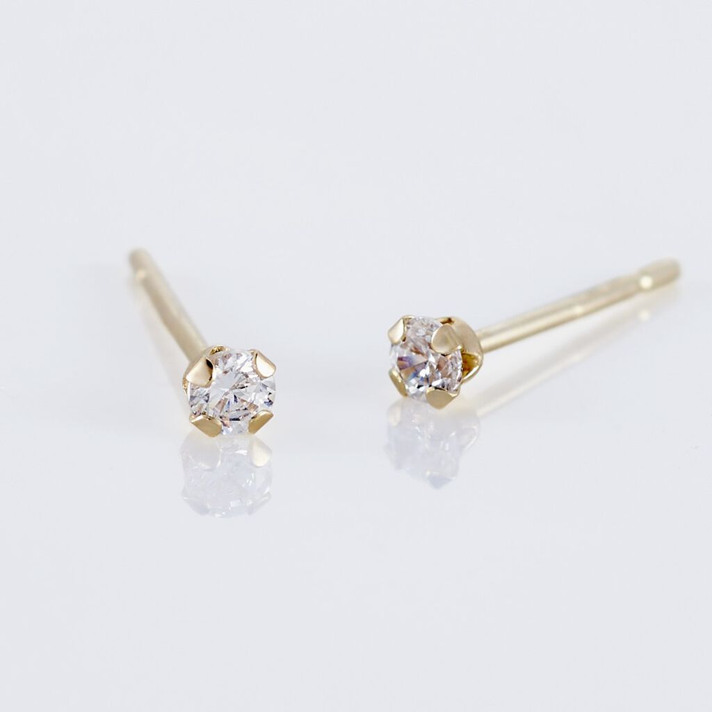 Boucles D'oreilles Puces Eddie Or Jaune Oxyde De Zirconium - Clous d'oreilles Femme | Histoire d&rsquo;Or