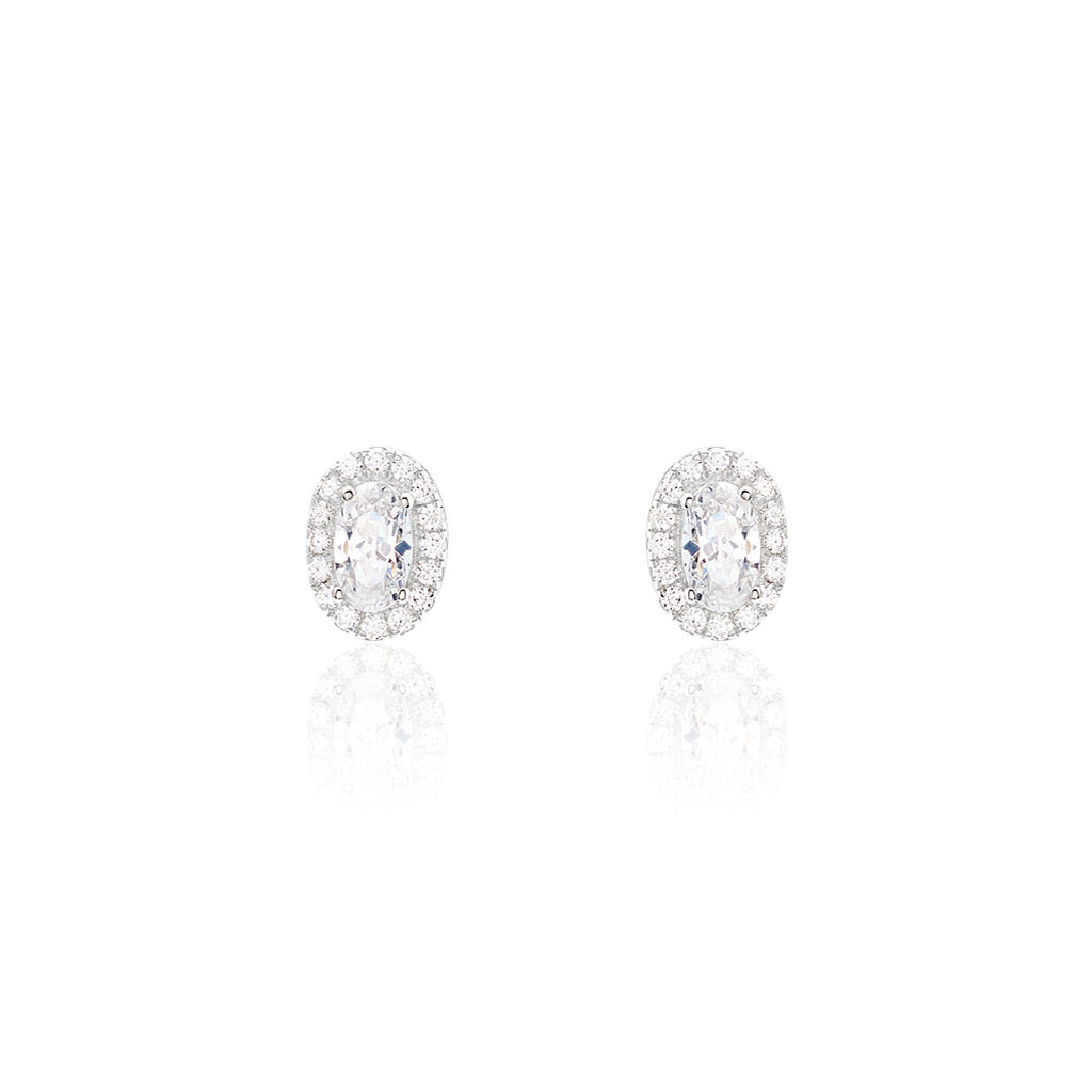 Boucles D'oreilles Puces Albertina Argent Blanc Oxyde De Zirconium - Boucles d'oreilles fantaisie Femme | Histoire d’Or