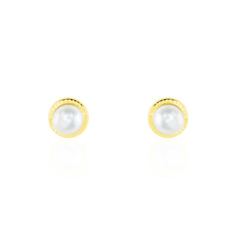 Boucles D'oreilles Puces Valliamee Diamante Or Jaune Perle De Culture - Clous d'oreilles Femme | Histoire d’Or