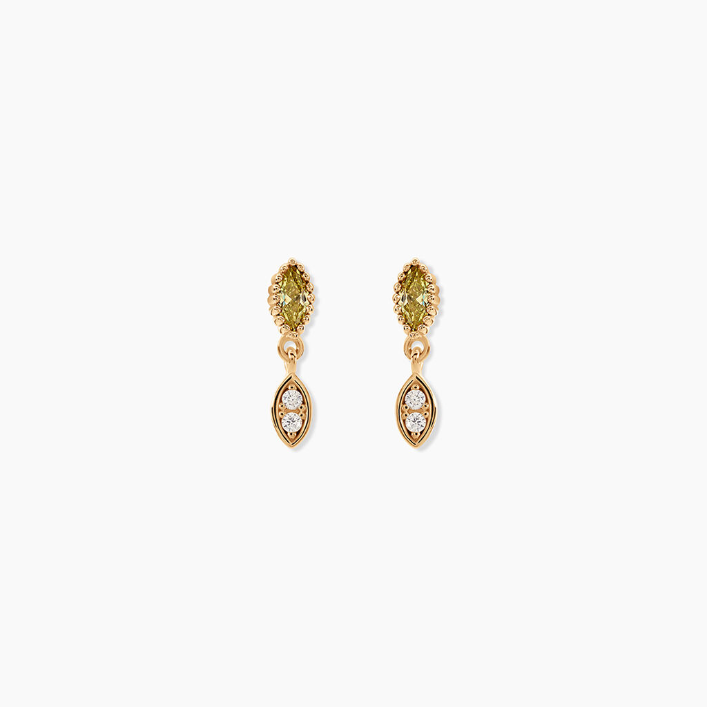 Boucles D'Oreilles Pendantes Harmonie Plaque Or Jaune Oxyde De Zirconium - Boucles d'oreilles fantaisie Femme | Histoire d&rsquo;Or