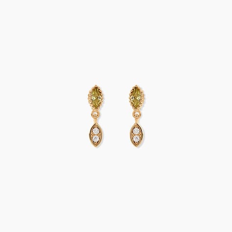 Boucles D'Oreilles Pendantes Harmonie Plaque Or Jaune Oxyde De Zirconium - Boucles d'oreilles fantaisie Femme | Histoire d&rsquo;Or