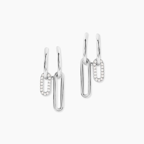 Cr&eacute;oles Maurine Argent Blanc Oxyde De Zirconium - Boucles d'oreilles cr&eacute;oles Femme | Histoire d&rsquo;Or