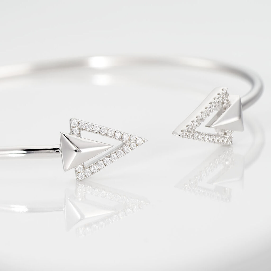 Bracelet Jonc Deva Argent Blanc Oxyde De Zirconium - Bracelets joncs Femme | Histoire d&rsquo;Or